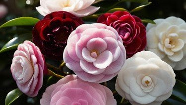 Camélias em composição delicada