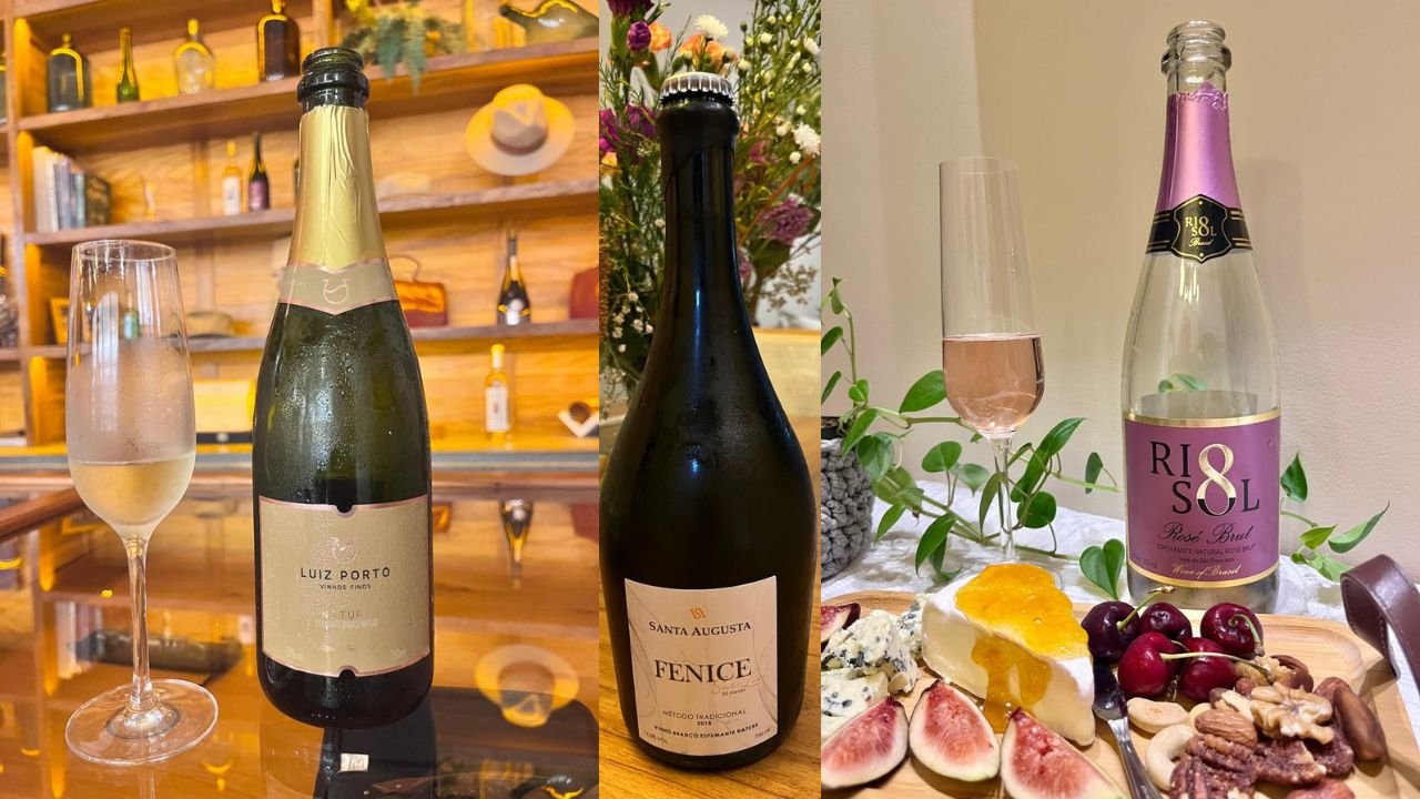 Espumante brasileiro servido em taças para celebração